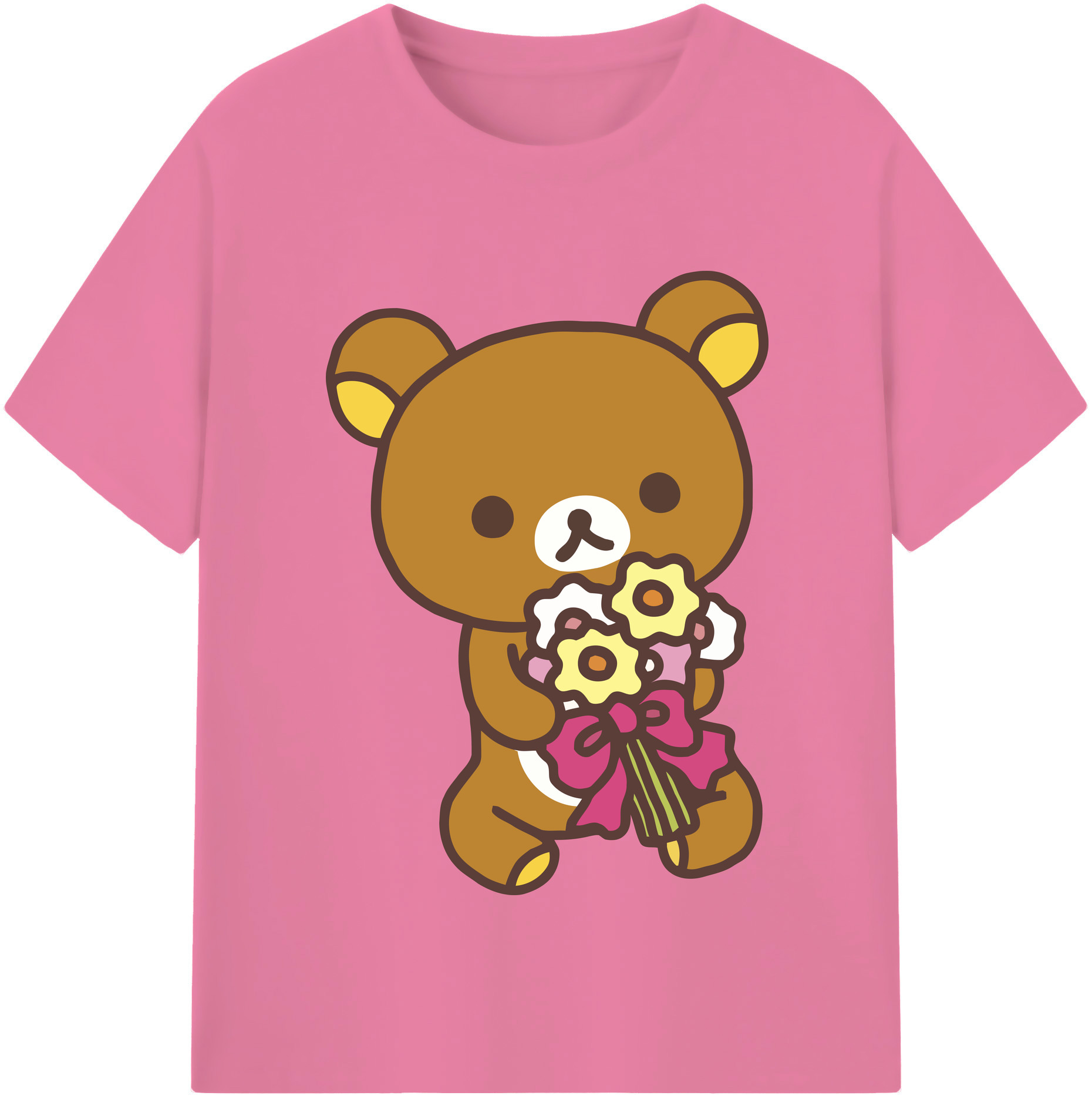 （画像用） リラックマ リラックマ キイロイトリ Rilakkuma Korilakkuma Kiiroitori 綿100％半袖Tシャツ（フロントプリント）